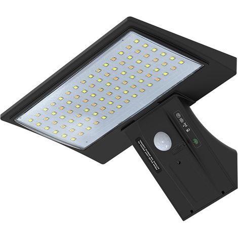 Wandmontierte Sicherheitsleuchte – Sensor – Solarbetrieben – Wasserdicht – 6000k Weißlicht (mit Fernbedienung) – Schwarz