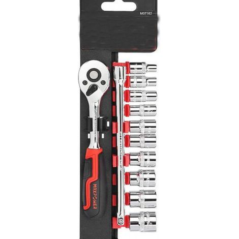 1/4"-ratschenschlüssel- Und Steckschlüsselsatz, 12-teilig, Inklusive Wasserdichter Hochleistungshalterung Hergestellt Aus Chrom-vanadium-stahl