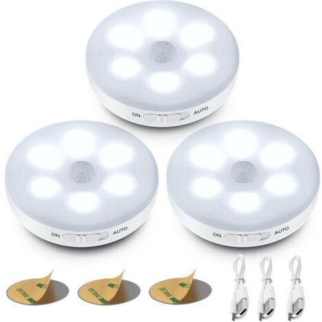 Kabellose Led-lampe, Automatisches Led-nachtlicht, Bewegungsmelder-innenleuchte, 3 Modi (auto/ein/aus), Led-schrankleuchte, Wiederaufladbare Usb-displayleuchte, Flurleuchte, 80 % Weißlichtanteil