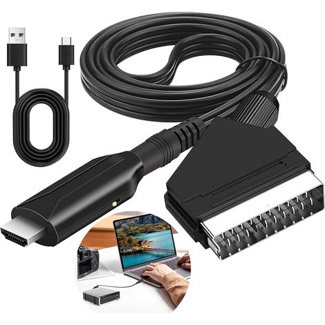 Hdmi-zu-scart-konverter 1080p/720p – Audio-video-adapter Mit 1 M Kabel Für Fernseher, Konsole, Dvd-player Und Blu-ray-player