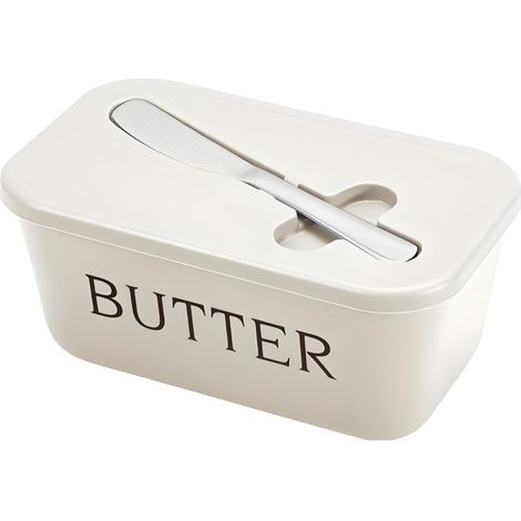 Butterdose Mit Deckel Und Spatelhalter, Groß, Spülmaschinenfest, Für Butter, Käse Und Gewürze – Weiß