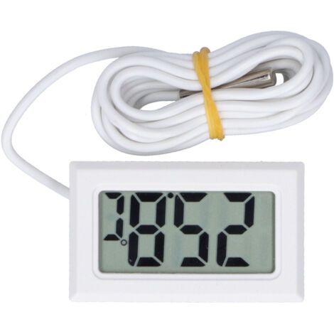 Qorva Mini-lcd-digitalthermometer Mit Kabel, Elektronisches Temperaturmessgerät Fy13001, Weiß