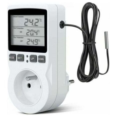 Qorva Programmierbarer Stecker – Thermostatstecker, Digitaler Zeitschaltuhrstecker, Programmierbarer Digitaler Stecker Mit Sonde, Programmierbarer Digitaler Zeitschaltuhrstecker, Thermostatstecker Für