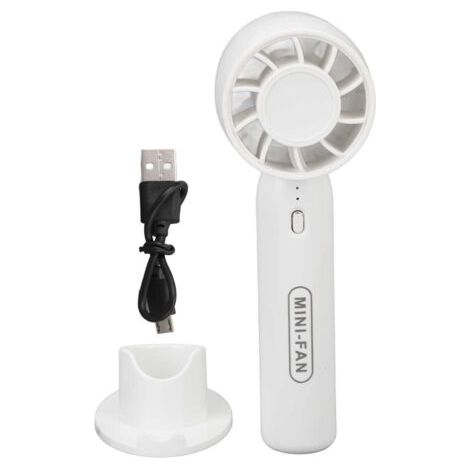 Qorva Usb-wiederaufladbarer, Tragbarer Ventilator Mit 3 Windgeschwindigkeiten, Turbo Mini, Für Reisen Und Camping Im Freien, Weiß