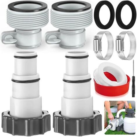 Qorva – 4-teiliges Set Mit 32–38-mm-poolschlauchadaptern, Ersatzschlauchadaptern, Poolpumpenzubehör, Anschlüssen Für Intex-pumpen, Poolschlauchdurchmesser 32–38 Mm