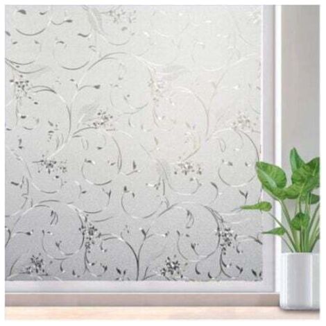 Qorva Selbstklebende Sichtschutzfolie 60 X 200 Cm – Blickdichte Sichtschutzfolie – Milchglasfolie – Statisch Haftend – Uv-beständige Dekorfolie Mit Rankenmuster – Für Badezimmer Und Wohnzimmer