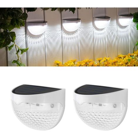 Rhg Solar-außenwandleuchte, Zweistufige Solar-außenwandleuchte Mit Schönem Lichtmuster, Kabellose, Wasserdichte Zaunleuchte Für Veranda, Garage, 2er-pack