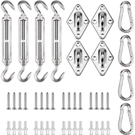 Rhg Sonnensegel-befestigungsset, Markisenzubehör, Spannschrauben Aus Edelstahl, Karabiner-set Mit Schrauben Zur Sicheren Montage Von Sonnensegeln