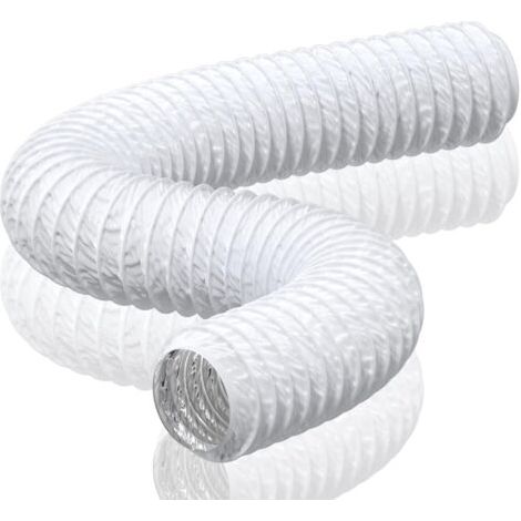 Qorva-weißer 100-mm-lüftungsschlauch, 5 M Pvc-aluminium-abluftkanal Für Abluftgeräte, Klimaanlagen, Wäschetrockner Und Dunstabzugshauben.