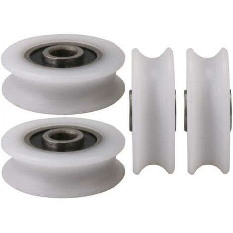 Qorva – 4er-set U-nut-nylonrollen Für Schiebetüren – 4 Mm Innendurchmesser – Max. Traglast 27 Kg – Flexible Kunststoff- Und Stahlgleiter