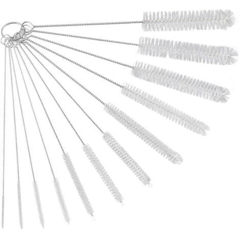 Qorva-white 12er-pack Reinigungsbürsten, Reinigungsbürste, Reinigungsbürste Für Tuben, Glasflaschen, Babyflaschen, Wasserkocher Und Tastaturen, Nylon-reinigungsbürste Für Flaschen.