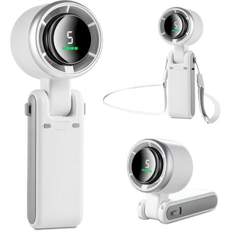 Qorva Mini-ventilator, Elfenbeinweiß, 1800 Mah, Kleiner Taschen-/tisch-/nackenventilator, Leistungsstarker Bürstenloser Motor, Wiederaufladbar, Ideal Für Camping, Sport Und Reisen