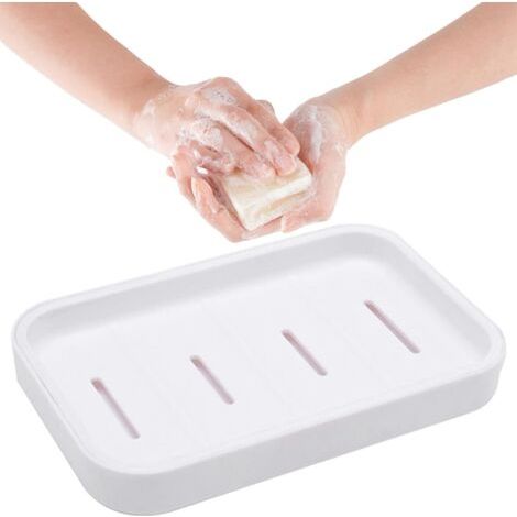 Qorva-(weiß) 1 Stück Seifenschale, Seifenhalter, Doppellagige Seifenschale, Wasserdichter Seifenhalter Aus Kunststoff, Seifenaufbewahrung Für Dusche, Abfluss Und Trockenhalten, Für Badewanne, Küchensp