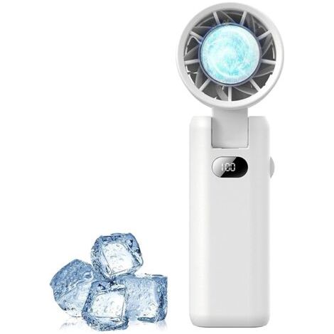 Qorva – (weiß) Wiederaufladbarer 3600-mah-turbo-ventilator, Tragbar, Mini-usb-ventilator, 100 Windstufen, Faltbarer Outdoor-ventilator Für Büro, Camping Und Reisen