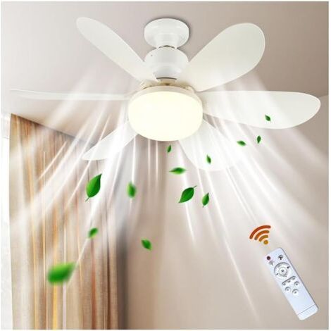 Qorva Led-deckenventilator Für Schlafzimmer, E27-fassung, Dimmbar, Mit Licht Und Fernbedienung, Für Moderne Küchen, Schraubanschluss