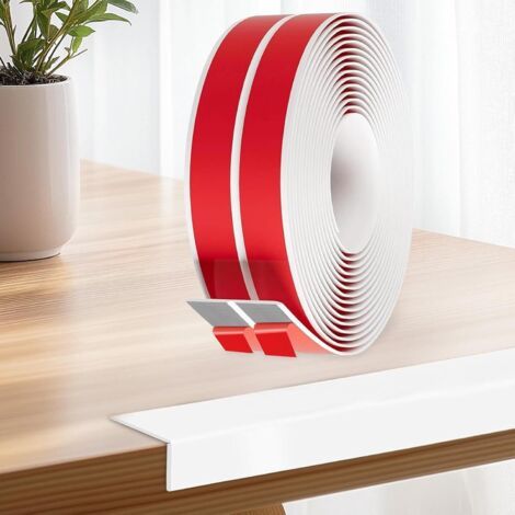 Qorva-(weiß, 2 Cm X 3 M) Selbstklebender Wandeckenschutz, Tpe-eckleisten, Wasserdichte, Dicke, Flexible L-förmige Sockelleiste Für Wände, Türen, Küchen, Fenster