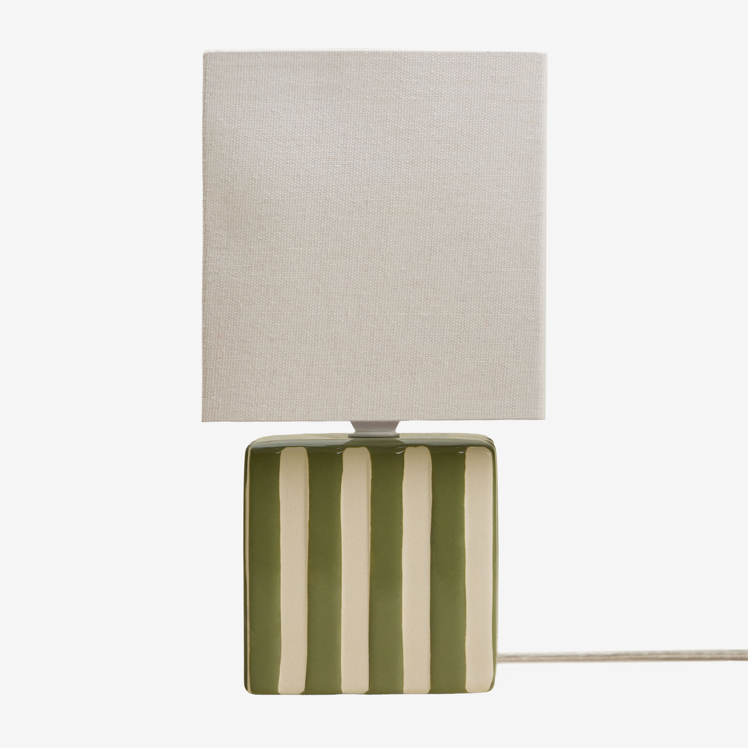 Sklum Tischlampe Aus Keramik Und Leinen Lylio Tapiokabeige - Tiefes Olivgrün