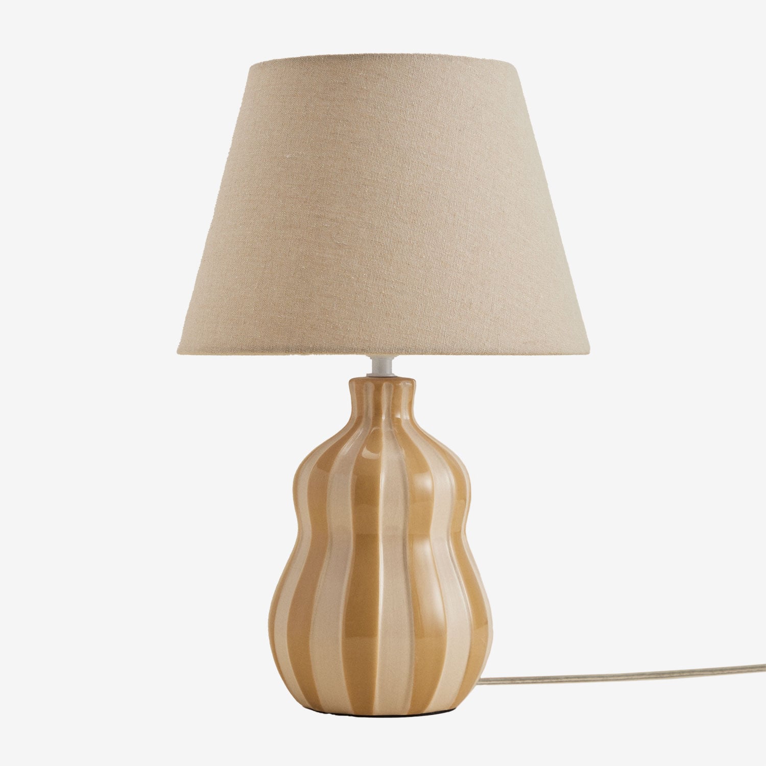 Sklum Jolira Tischlampe ↑40 Cm Aus Keramik Und Leinen Sandbraun