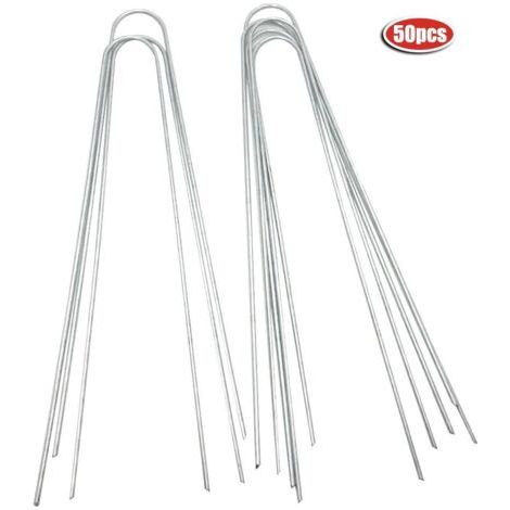Qorva 50 Stück Stahl-landschafts-u-förmige Pfähle, Heringe Für Boden, Garten, Bauernhof, Gras, Zelt, Zaun