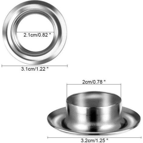 Qorva-50 Ösen-set, 20 Mm, Für Planen, Zelte Und Reparaturen – Silber