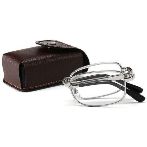 Qorva Faltbare Lesebrille Mit Etui, Stärke 3.0, Silber