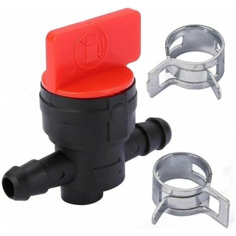Qorva-kraftstoffabsperrventil Für Rasenmäher, Benzinhahn Mit 2 Klemmen, Kompatibel Mit 6 Bis 8 Mm Schlauch, Langlebiges Gartenzubehör Für Benzin- Und Dieselmotoren.