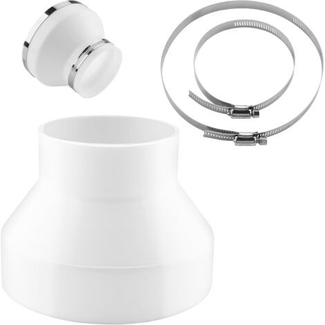 Qorva - Schlauchreduzierstück Für Mobile Klimageräte, 150-100 Mm Adapter Mit 2 Edelstahlklemmen, Abs-reduzierstück, Für Abluftventilatoren, Klimaanlagen, Wäschetrockner, Dunstabzugshauben