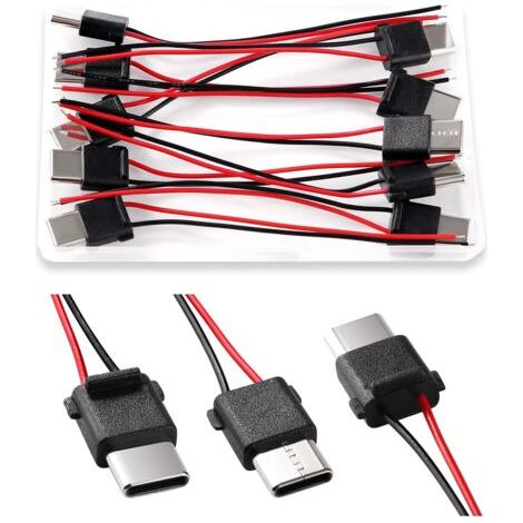 Qorva – 10er-pack 3a 2-adrige Usb-c-stecker, Lötbare Usb-typ-c-stecker Mit 70 Mm Kabelquerschnitt 24 Awg
