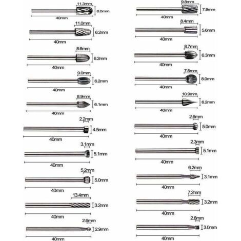 Qorva Rotationsfräser – 20-teiliges Hss-fräser-set Mit 3-mm-schaft Für Dremel/rotationswerkzeuge, Geeignet Für Heimwerkerarbeiten Und Gravuren.