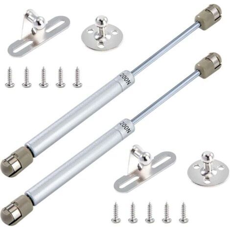 Qorva 200n/20kg Hydraulische Gasfederscharniere Mit Schrauben Zum Anheben Von Schranktüren, Küchenmöbel-dämpferscharnier-set Mit 2 Stück (silber)