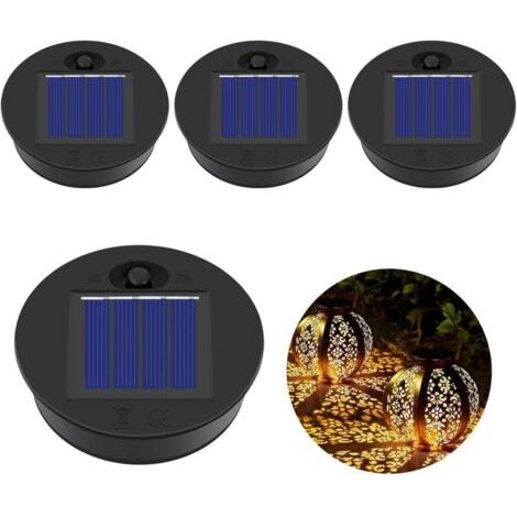 Qorva Ersatz-solarleuchten, 4 Ersatz-solarabdeckungen, Ersatz-solarleuchten Mit Leds, Für Solarlaternen, Gartendekoration (7 Cm)