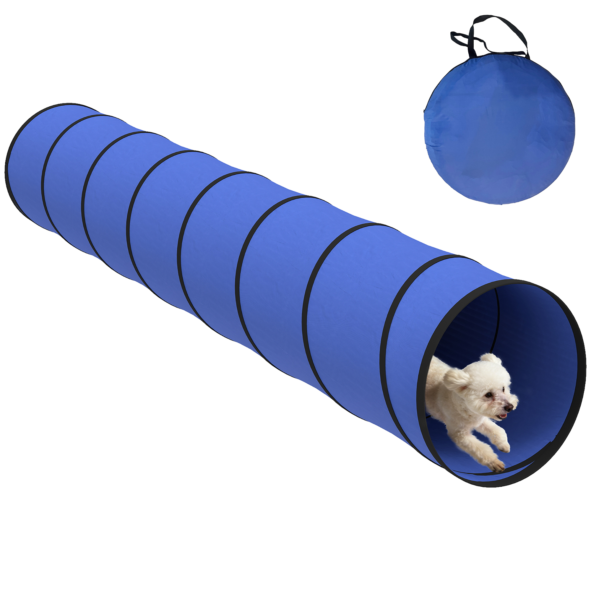 Hunde Agility Tunnel 300 X 50 Cm Hundetunnel Mit 4 Bodenankern Tragetasche Spieltunnel Für Kleine Mittelgroße Hunde Blau