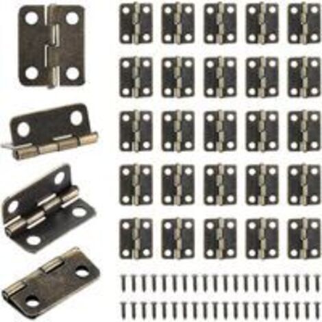Qorva-bronze-50 Stück Kleine Mini-scharniere 18 X 16 Mm Flachscharniere Für Schranktüren, Schubladen Und Kommoden, Diy-zubehör, Verbinder Mit 200 Schrauben