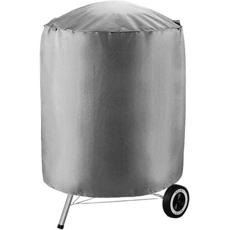 Qorva – Runde, Graue Grillabdeckung Aus 190t Polyester-taft, Silberne Rückseite, Wasserdicht, Winddicht, Uv- Und Reißfest, Mit Aufbewahrungstasche, 70 X 70 Cm