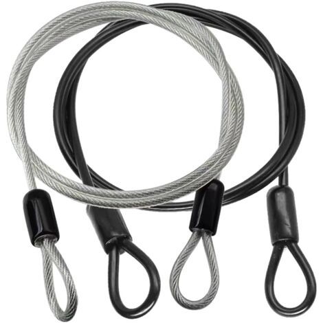 Qorva-2 Stück Stahlseil Mit Ösen, Hochleistungsseil Mit Schlaufe, Diebstahlsicherung, Edelstahlseil, Rostfrei, Für Gartenmöbel, Terrassenmöbel, Fahrrad (100 Cm)