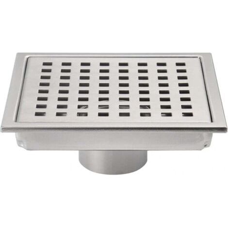 Qorva 6-zoll-bodenablaufrost, Quadratisch, Gebürstetes Silber, Mit Abnehmbarem Deckel, Edelstahl Sus304