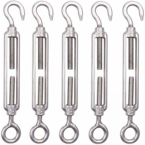 Qorva – 5er-pack M8 Edelstahl-kabelspanner, 6 Mm, Zaunspannhaken, Verstellbare Drahtgitterspanner Aus Edelstahl 304 Für Seile, Kabel, Wäscheleinen, Gartenzäune