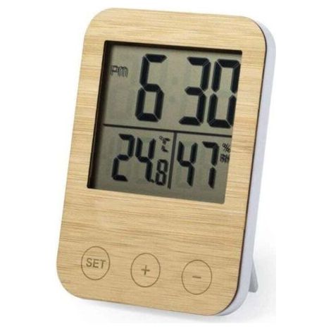 Qorva Wetterstation – Thermometer – Hygrometer – Bambusholz – Geschenk Xxw