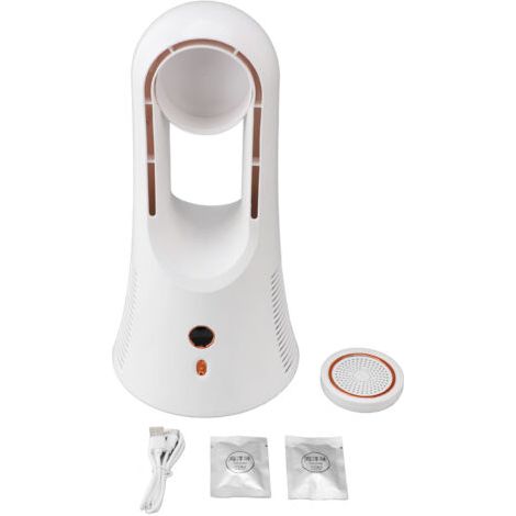 Qorva – Rotorblattloser Tischventilator, 6 Geschwindigkeitsstufen, Kleiner Tischventilator Mit Leistungsanzeige Und Aromatablette, Für Zuhause, Schlafzimmer Und Büro