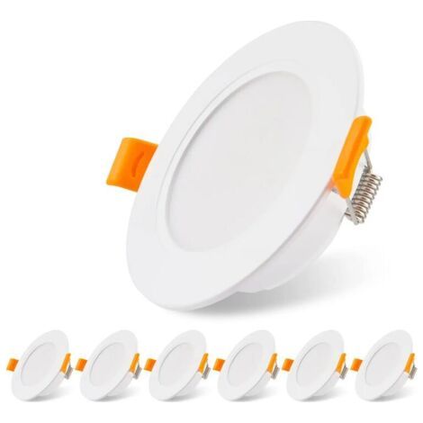 Qorva – 6er-pack Ultradünne Led-einbaustrahler, 230 V, 5 W, Deckeneinbauleuchte, 3000 K Led-strahler, Deckeneinbaustrahler, Für Bad, Wohnzimmer, Küche, Schlafzimmer, 75 Mm Einbaudurchmesser [c