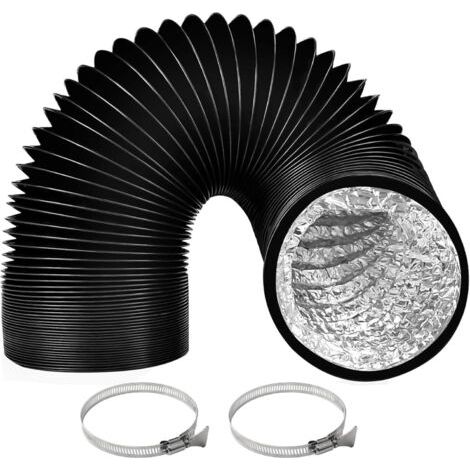 Qorva Abluftschlauch, 100 Mm Durchmesser, 3 M Länge, Aluminium-lüftungsrohr, Abluftschlauch Mit 2 Stahlschellen Für Klimaanlagen, Luftentfeuchter Und Abluftventilatoren