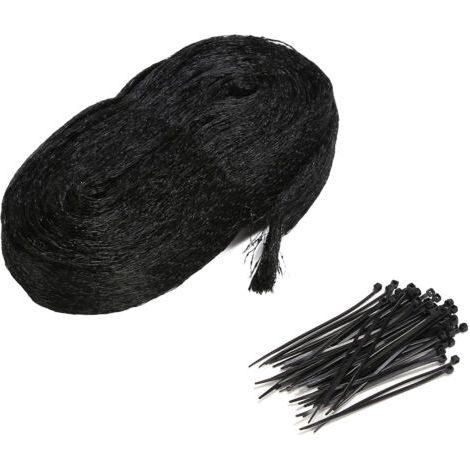 Qorva - Nylon-vogelnetz Mit 50 Kabelbindern - Schwarzes Gartennetz, Insekten- Und Vogelschutz Für Gemüse Und Obst