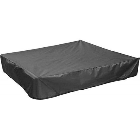 Qorva Wasserdichte Sandkastenabdeckung Mit Kordelzug, Schwarz, 120 X 120 X 20 Cm, Für Sandkästen, Pools, Terrassen Und Gärten. Quadratisch, Aus Oxford-gewebe, Wasserdicht, Winddicht Und Staubdicht.