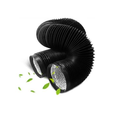 Qorva - Flexibler Pvc- Und Aluminium-ablaufschlauch Für Bad, Küche Und Wäschetrockner, 100 Mm X 2 M (schwarz)