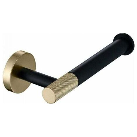 Qorva Wandmontierter Toilettenpapierhalter Aus Edelstahl, Gebürstetes Gold Und Mattschwarz, Toilettenpapierrollenhalter