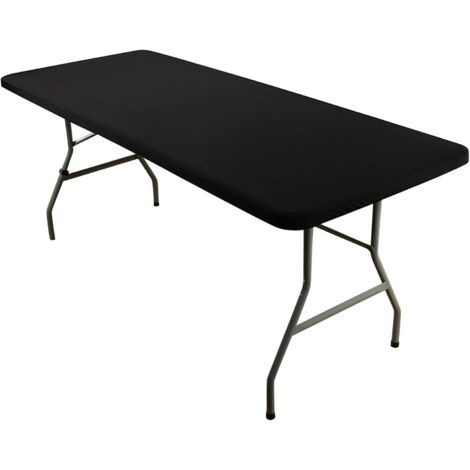 Qorva-schwarze Tischdecke 183 X 76 Cm Mit Gummizug Für Garten-, Küchen- Oder Terrassentische, Für Den Außenbereich.