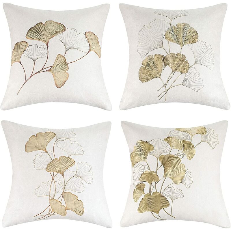 Kissenhülle 40x40 Ginkgo Biloba Blätter Polyester Set Mit 4 Herbstpflanzen Dekorativer Sofakissenbezug Weiche Outdoor-kissen Für Garten Wohnzimmer (kunstleinen)