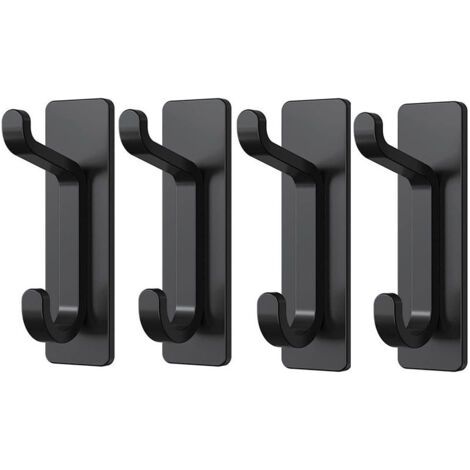 Qorva-kleiderhaken Aus Schwarzem Edelstahl, 4 Haken, Klebehaken, Kein Bohren Erforderlich.