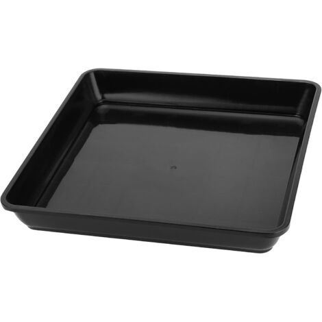Qorva Schwarzer Kunststoff-pflanztopf 2222 Cm Quadratisch Mit Tropfschale, Geeignet Für Den Innen- Und Außenbereich, 2 Stück