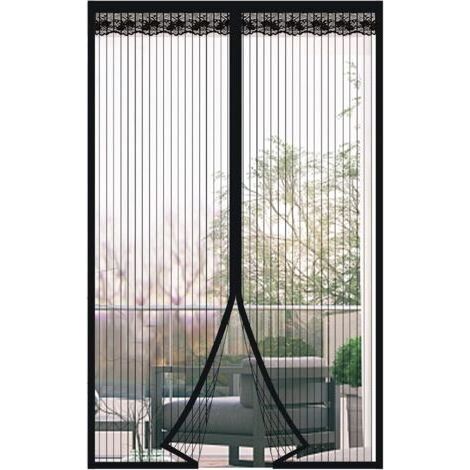 Qorva – 1 Schwarzes Magnetisches Moskitonetz, 95 X 190 Cm, Ultrafeines Moskitonetz Für Balkon Und Schlafzimmer